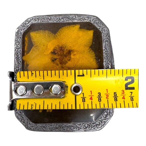 Vintage Floral Etched 2" Trinket Jewelry Ring Box Pressed Dried Flower Design - Picture 4 of 10